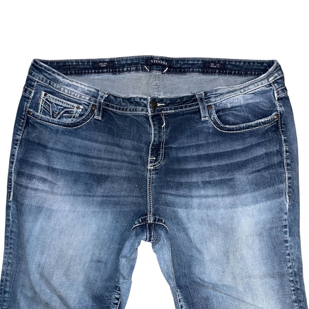 Vigoss Chelsea Heritage Fit Straight Leg Capris Womens Plus Size 26 22 Blue - Picture 3 of 8